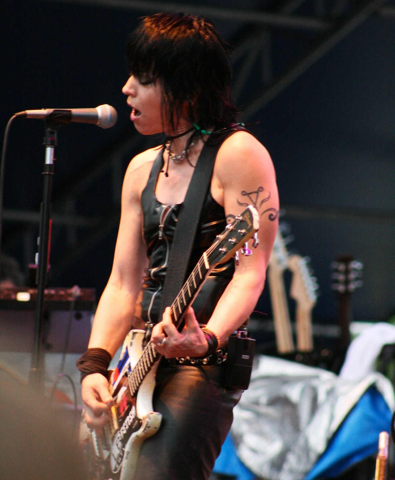 La chanteuse de rock américaine Joan Jett le 2 mai 2008 sur scène
