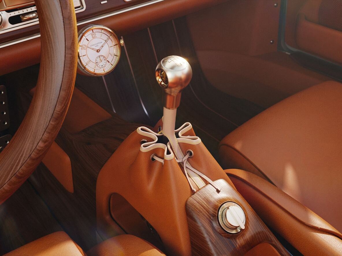 Porsche 911 Singer Louis Vuitton levier de vitesse