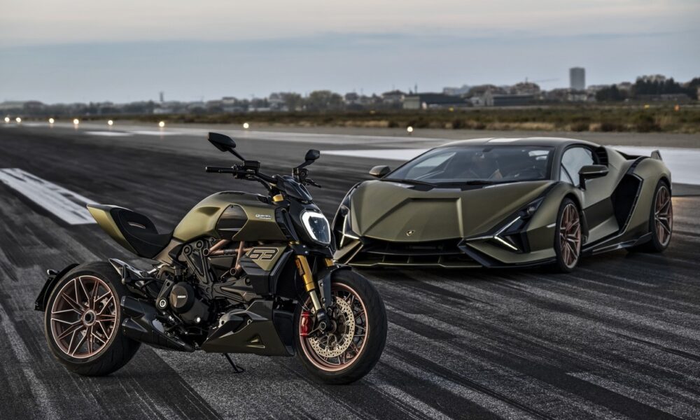 Première collaboration entre Ducati et Lamborghini avec une moto Diavel 1260 et une auto Sian FKP 37