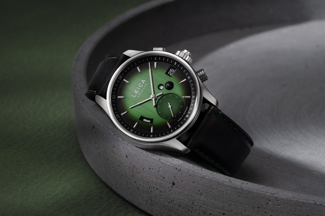 Nouvelle montre Leica ZM2 Urban Green avec bracelet en cuir de crocodile, modèle sorti en mai 2025