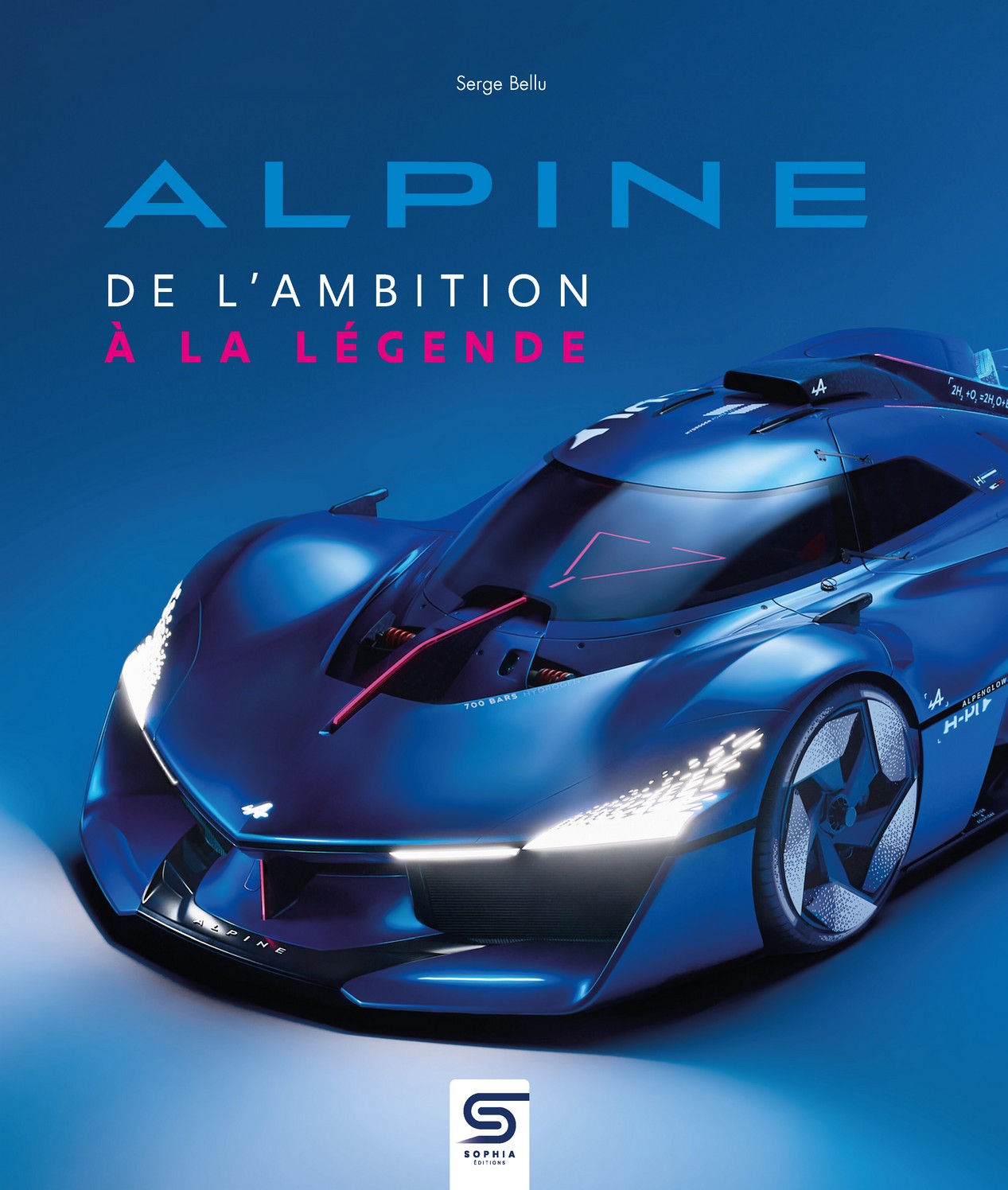 Couverture du livre qui raconte l'histoire de la marque Alpine, de sa naissance à aujourd'hui, aux éditions Sophia