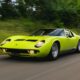 Voiture Lamborghini Miura P400 S de 1968 verte entièrement restaurée et à vendre chez Girardo