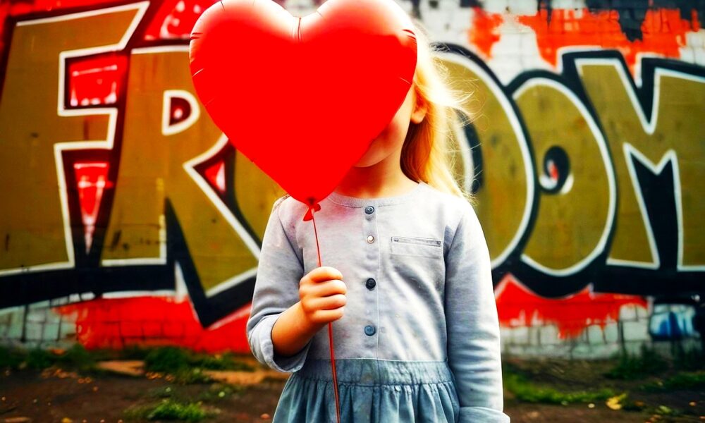 Ballon rouge tenu par une petite fille