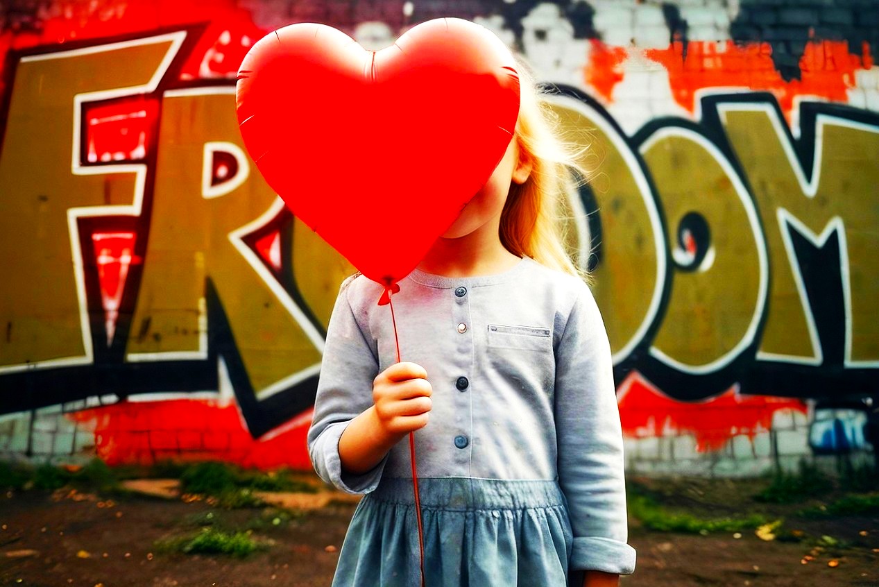 Ballon rouge tenu par une petite fille