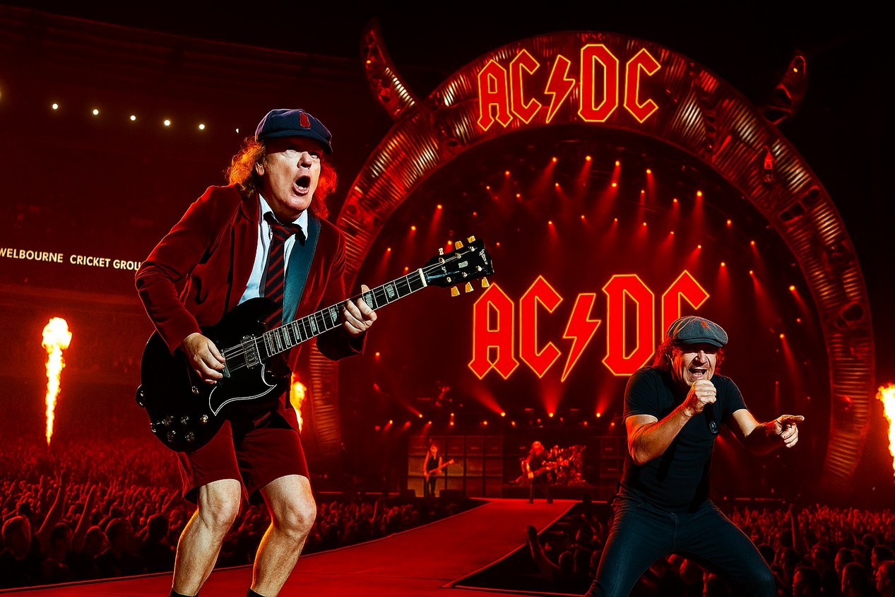 Le groupe de hard-rock australien AC/DC en concert à Melbourne