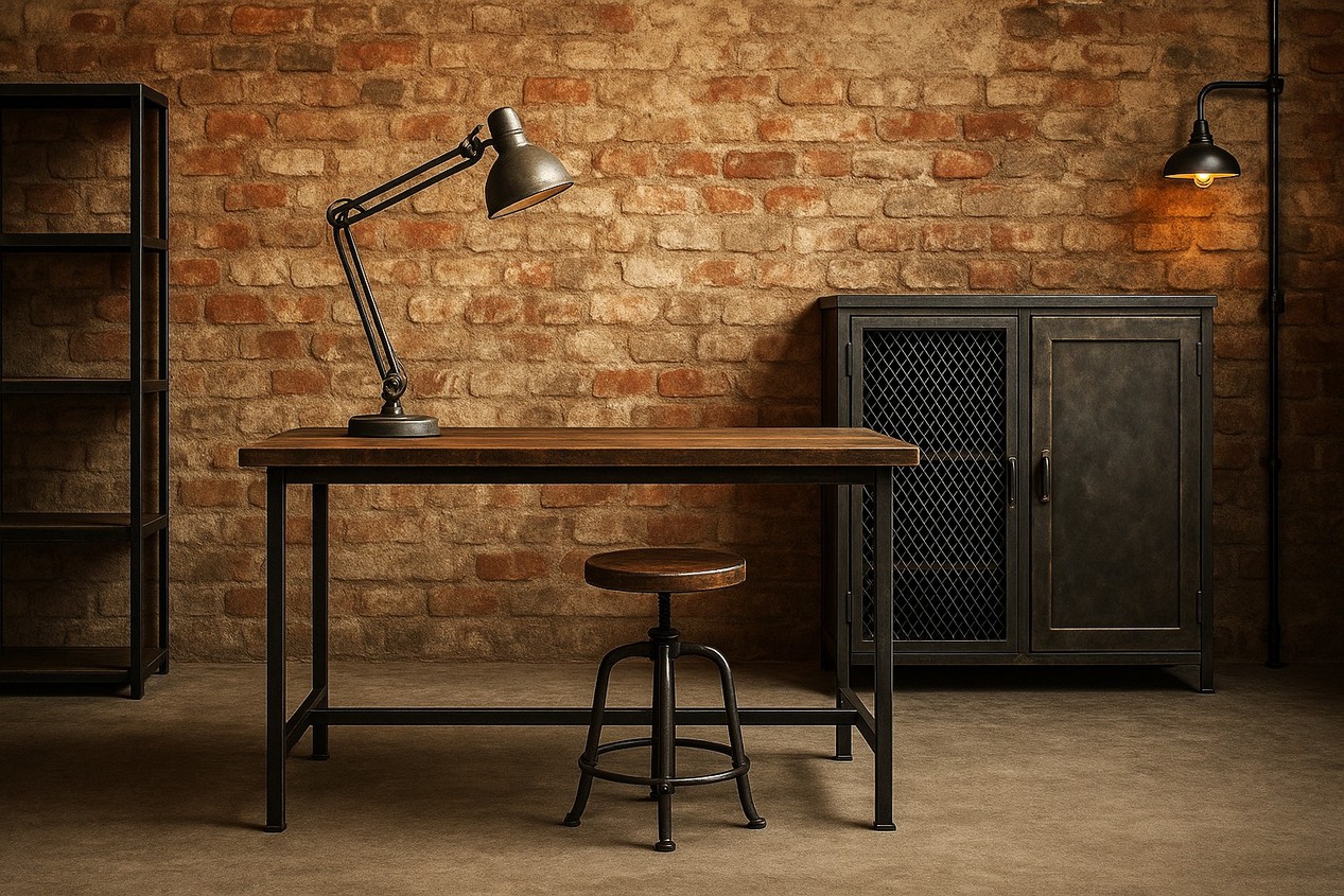 Meubles vintage conçus en métal et tubes d'acier