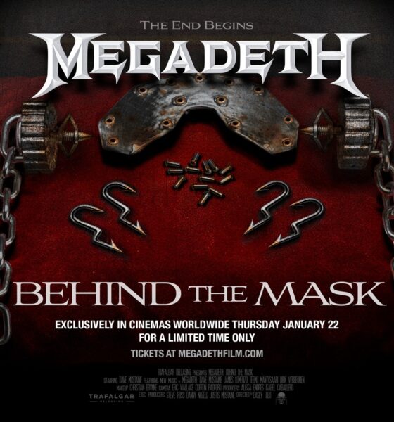 Affiche du film documentaire retraçant la carrière du groupe de rock Megadeth : Behind The Mask
