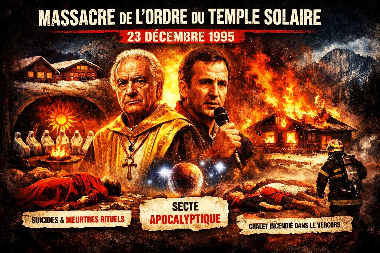 Illustration du massacre de l'Ordre du Temple Solaire du 23 décembre 1995