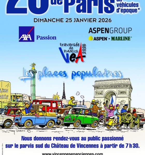 Affiche de la 26ème Traversée de Paris en véhicules anciens
