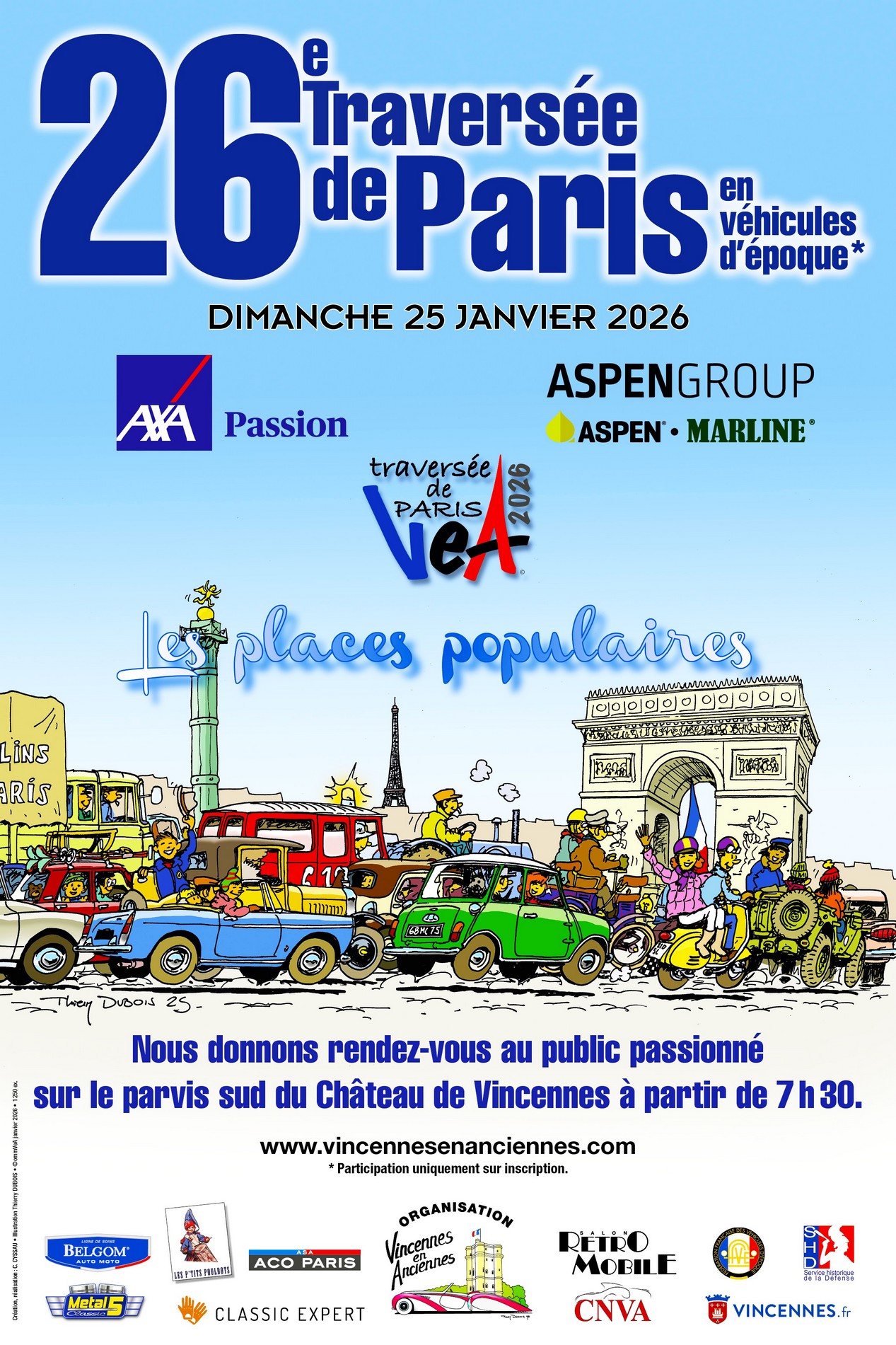 Affiche de la 26ème Traversée de Paris en véhicules anciens