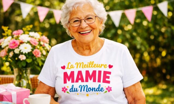 Mamie qui sourit dans son jardin