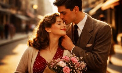 couple d'amoureux qui s'embrassent dans la rue