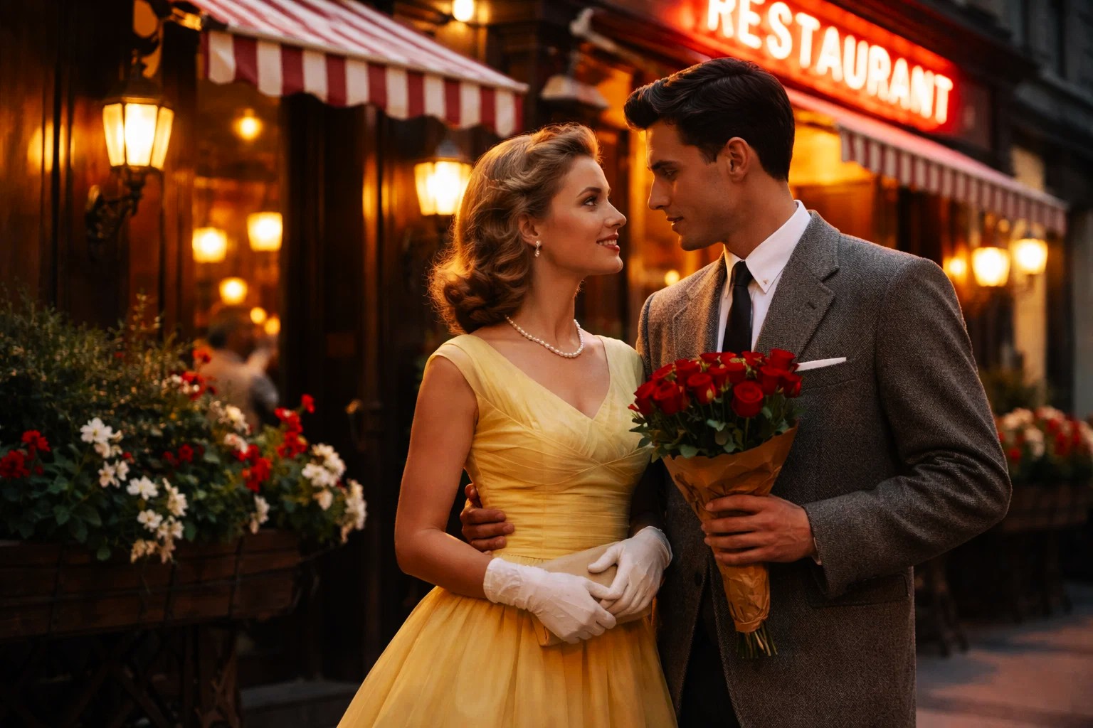 Couple amoureux dans les années 50