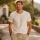 Homme portant un t-shirt en lin