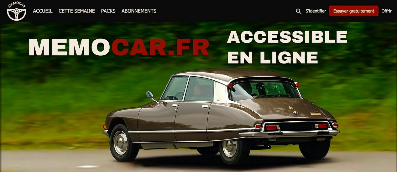Page d'accueil de la plateforme Memocar.fr