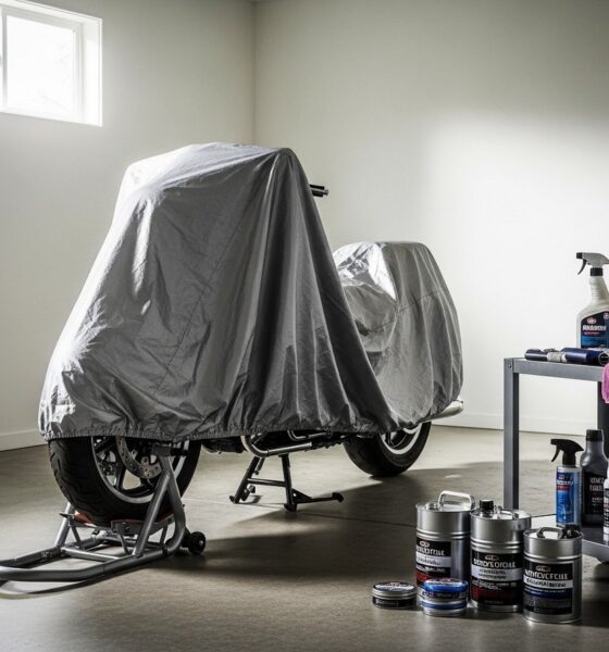 Moto bâchée pour l'hivernage