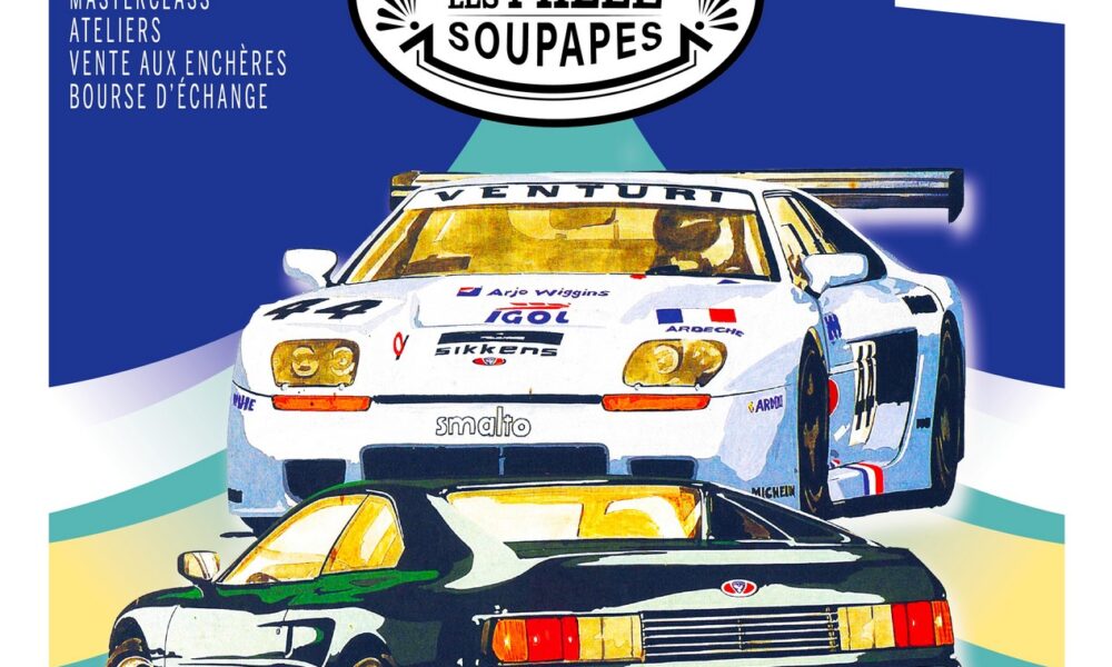Affiche du salon de voitures anciennes Les Mille Soupapes de Vannes les 25 et 26 avril 2026