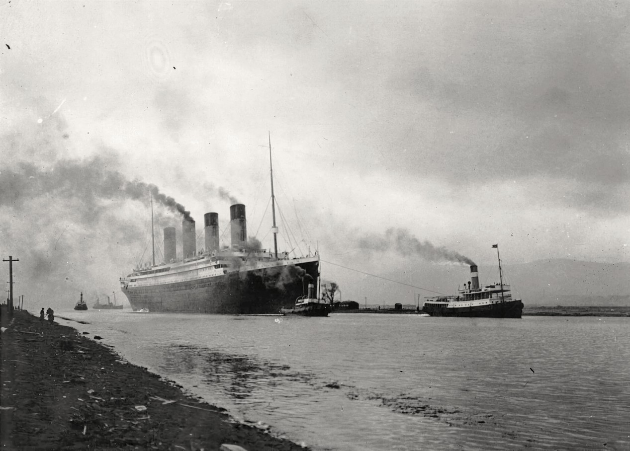 Le Titanic en mer pour des essais en avril 1912