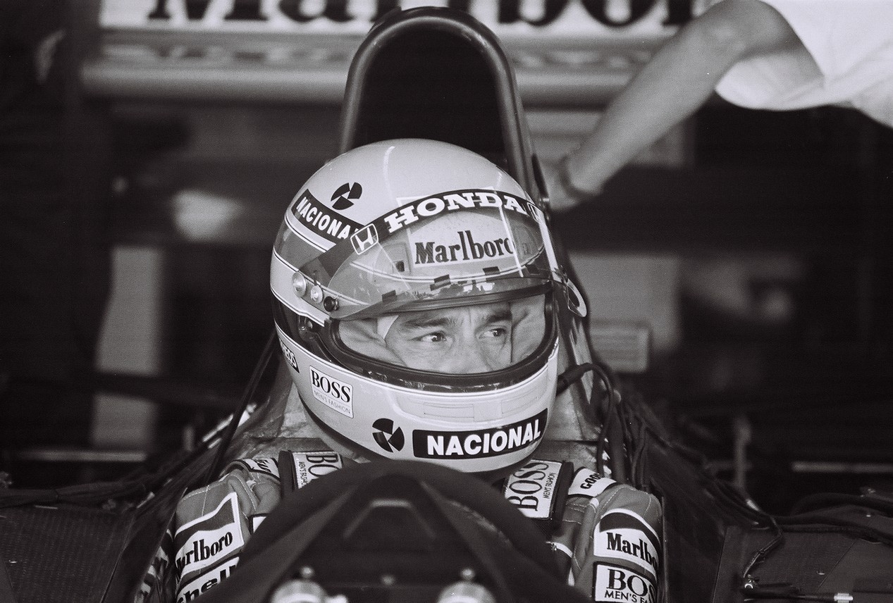 Le pilote brésilien Ayrton Senna au GP des USA en mars 1991