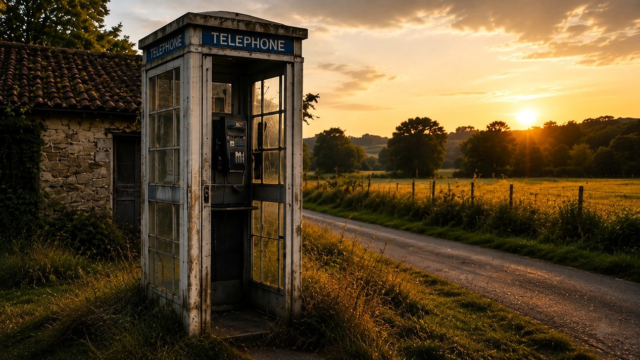 Cabine téléphonique en campagne