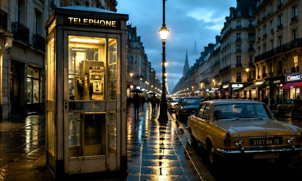 Cabine téléphonique à Paris dans les années 80