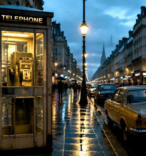 Cabine téléphonique à Paris dans les années 80