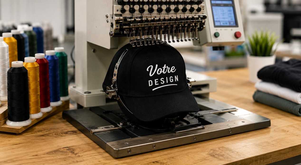 Atelier de confection pour vêtements personnalisés avec une casquette personnalisée
