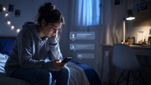 jeune adolescente devant son smartphone