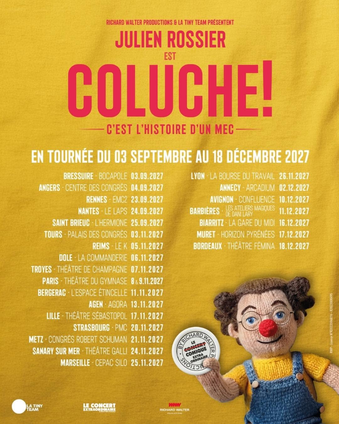 Tournée de Julien Rossier reprise des sketches de Coluche