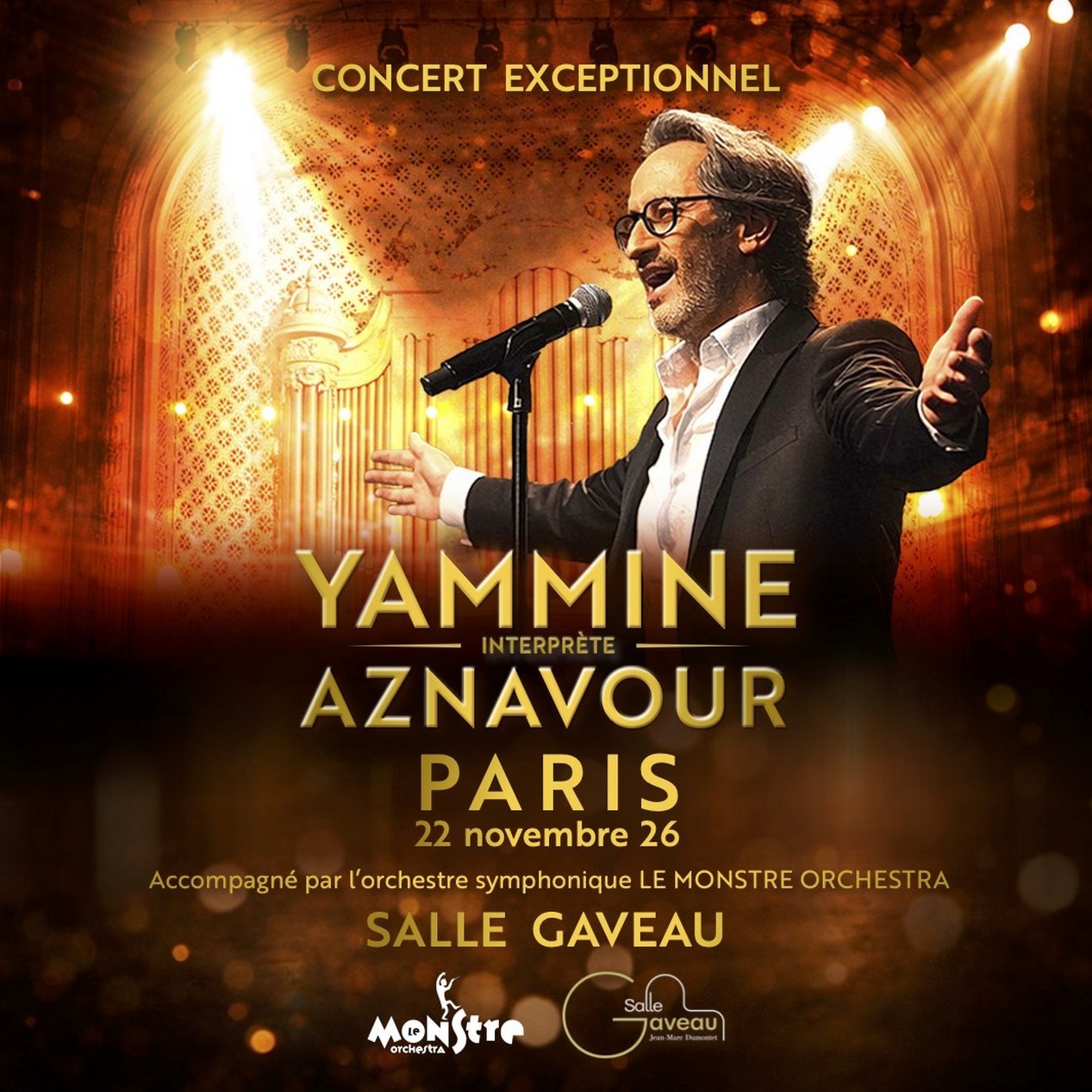 Affiche du chanteur Ghassan Yammine qui reprend Charles Aznavour le 22 novembre 2026 à Paris