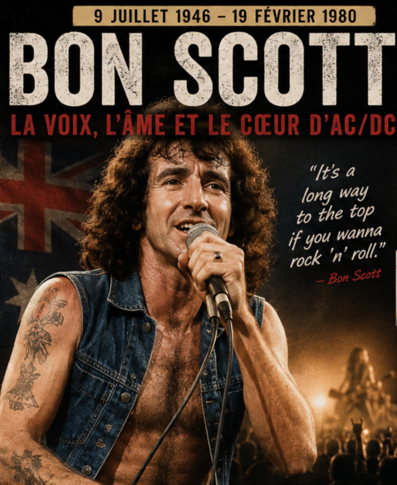 Bon Scott ancien chanteur du groupe de hard rock australien AC/DC