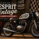 moto cafe racer vintage avec réservoir drapeau à damiers