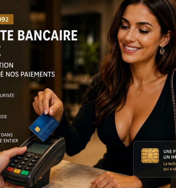 Femme qui paie ses achats avec une carte bancaire à puce
