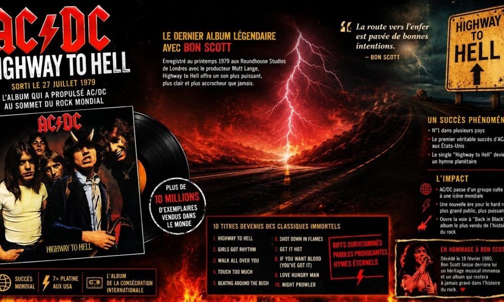 Highway To Hell le 6ème album d'AC/DC sorti le 27 juillet 1979