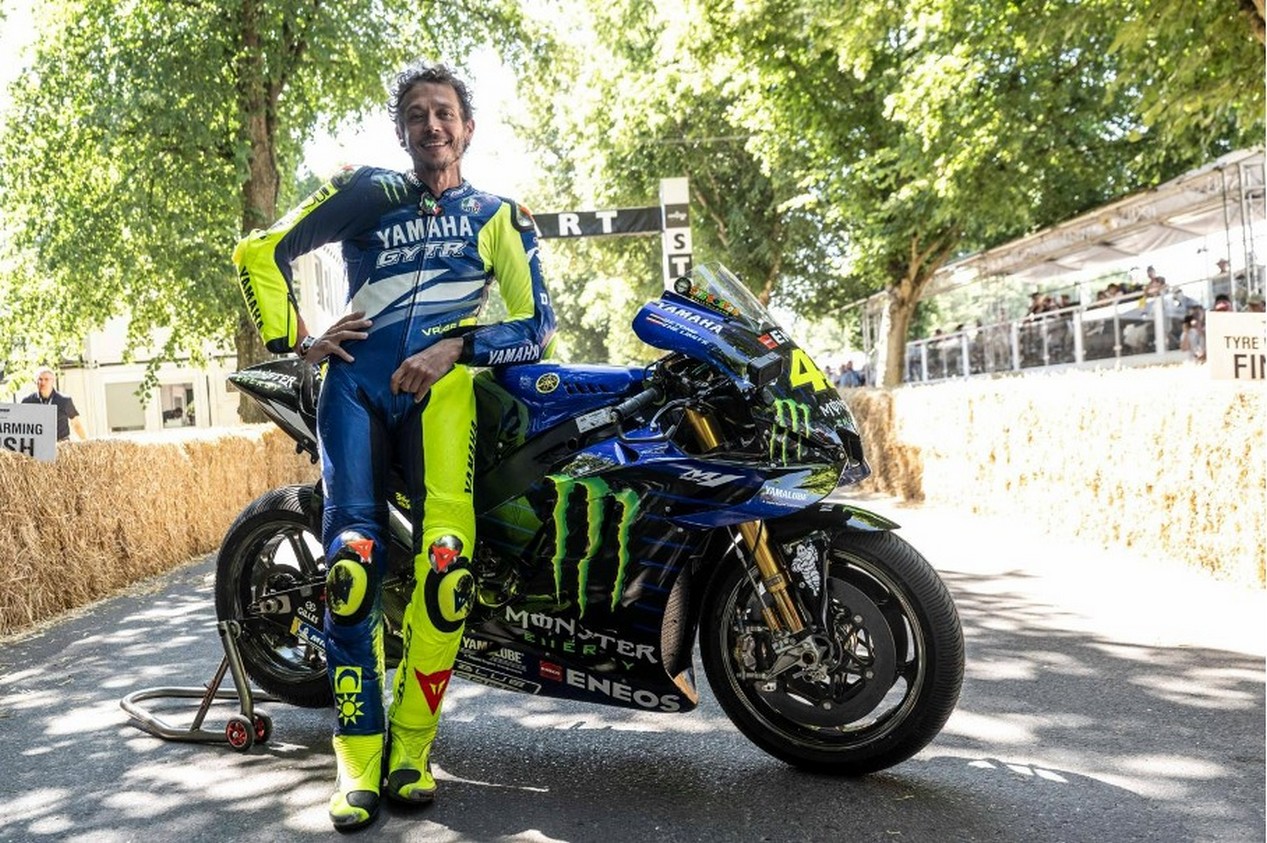 Le pilote de moto italien Valentino Rossi à Goodwood en juillet 2026
