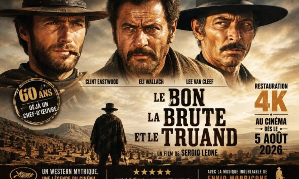 Affiche du film Le bon, la brute et le truand à l'occasion de sa ressortie cinéma le 5 août 2026