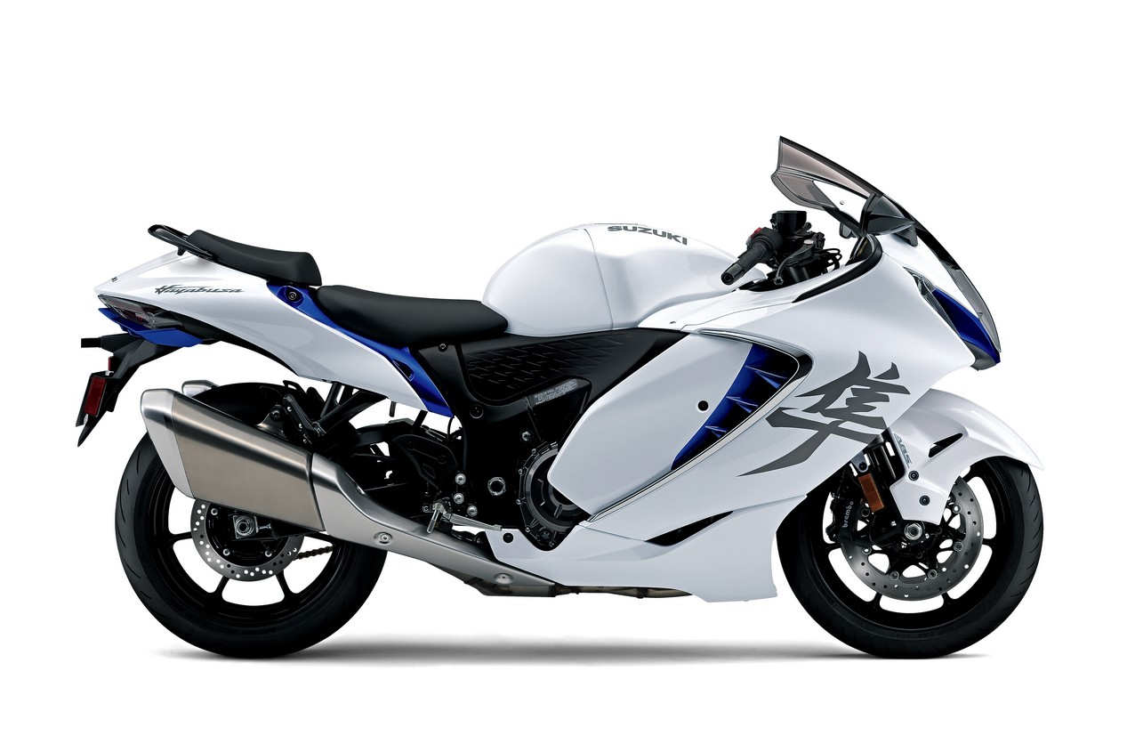 Moto Suzuki Hayabusa de couleur blanche 2ème génération modèle de 2017