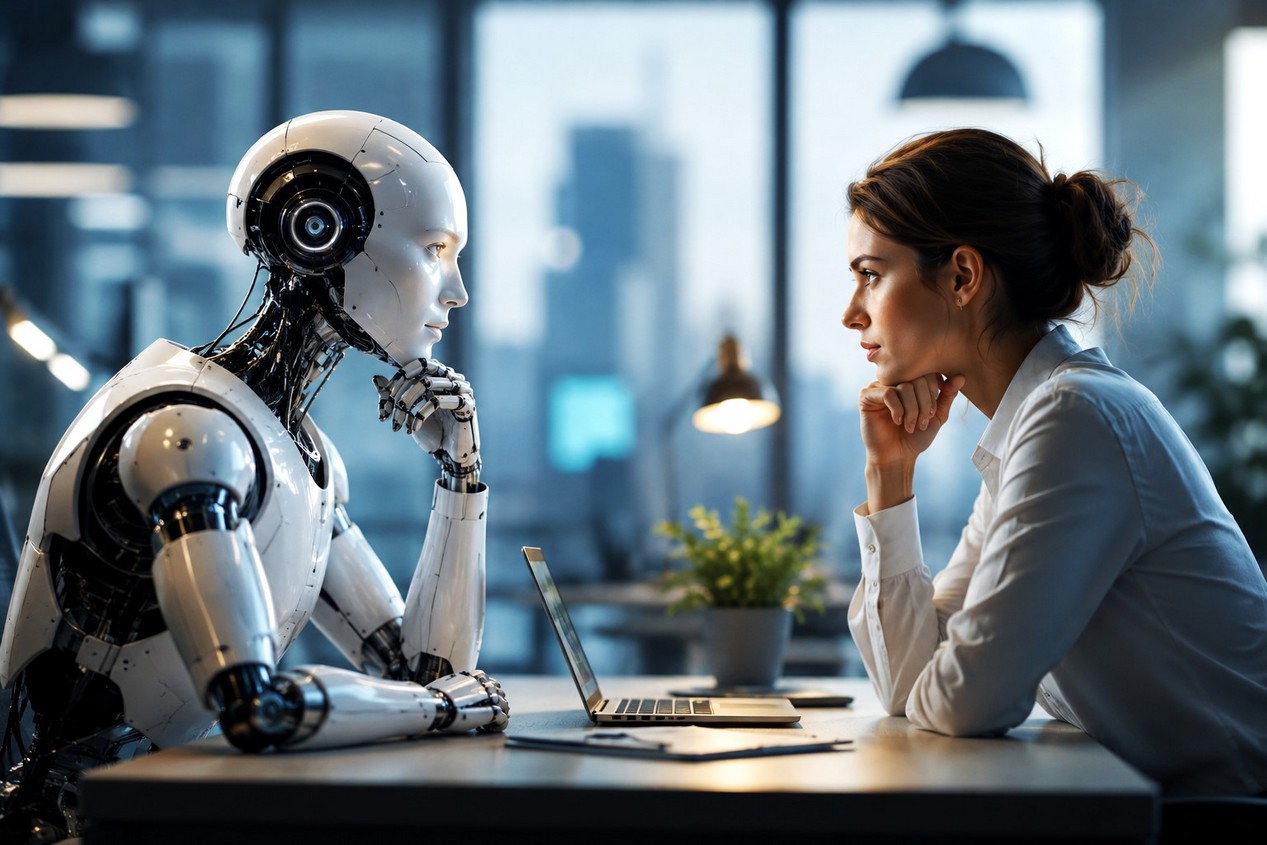 Robot et humain face à l'intelligence artificielle
