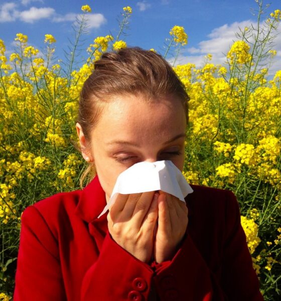 Femme qui est allergique au pollen