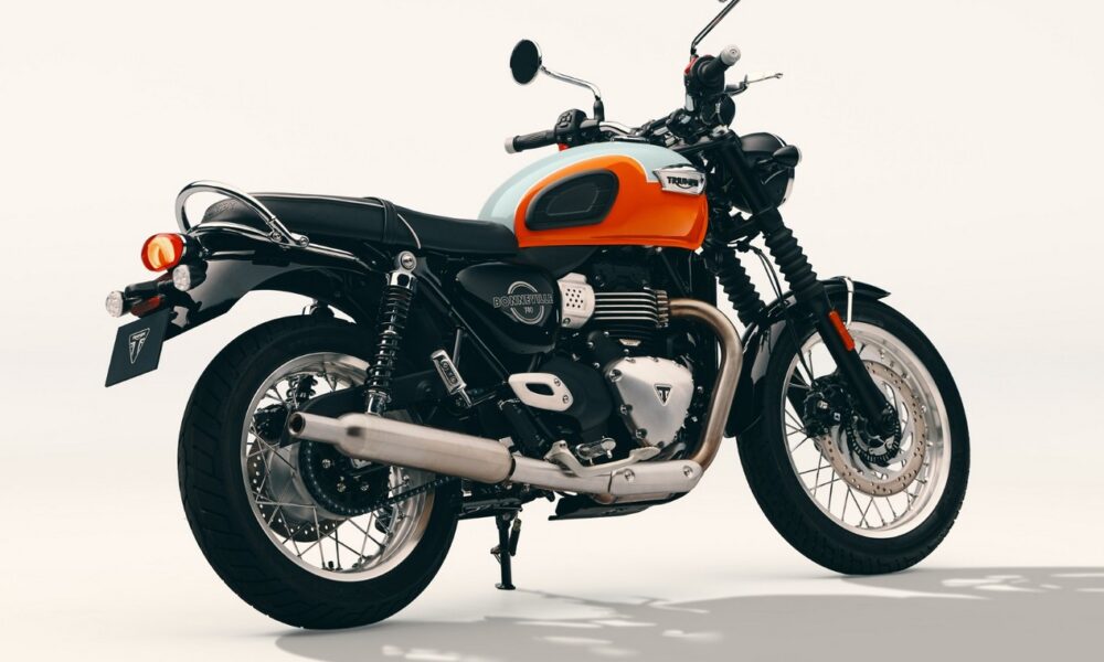 Triumph Bonneville T40 bleue et orange modèle 2027